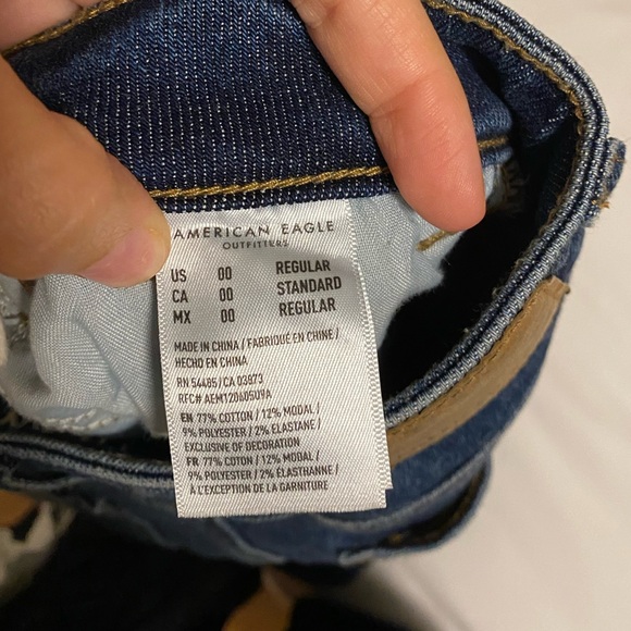 Y2K American Eagle Women’s blue Jean skirt size 00 Strechy Dark Wash - Picture 5 of 5